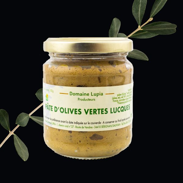 Olives en vente en ligne Pate olives vertes Lucques du domaine Lupia à Sérignan